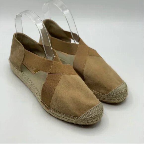 Vidorreta Suede Espadrille with Elasticated Panels Size 37 Tan - Picture 1 of 9